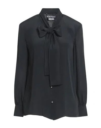 Boutique Moschino Woman Shirt Black Size 10 Acetate, Silk