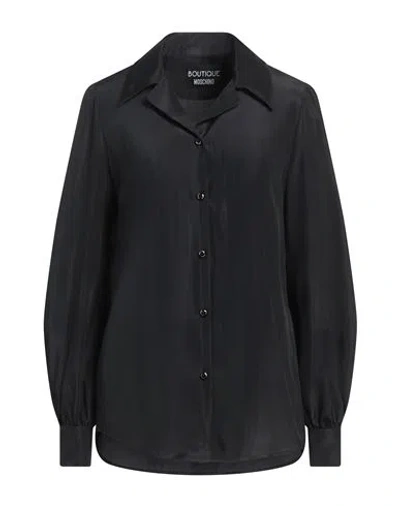 Boutique Moschino Woman Shirt Black Size 12 Acetate, Silk