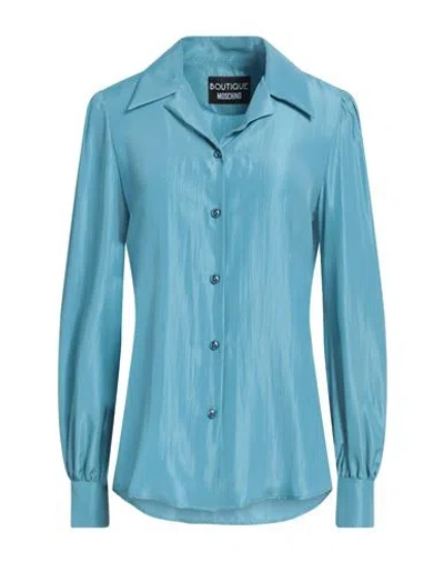 Boutique Moschino Woman Shirt Deep Teal Size 8 Acetate, Silk In Green