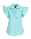 Boutique Moschino Woman Shirt Turquoise Size 8 Cotton, Elastane In Blue