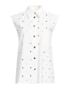 Boutique Moschino Woman Shirt White Size 14 Cotton, Elastane