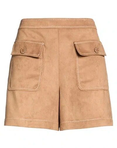Boutique Moschino Woman Shorts & Bermuda Shorts Camel Size 6 Polyester, Rubber In Brown