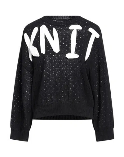 Boutique Moschino Woman Sweater Black Size 6 Cotton, Polyamide, Polyester