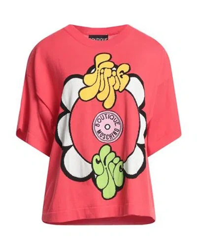 Boutique Moschino Woman Sweater Coral Size 6 Cotton In Red