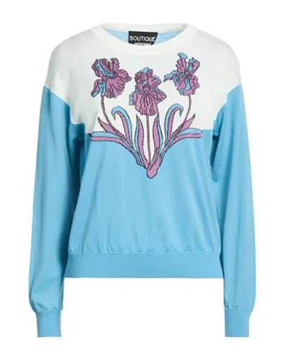Boutique Moschino Woman Sweater Sky Blue Size 12 Virgin Wool
