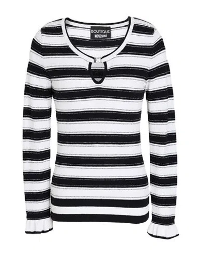 Boutique Moschino Woman Sweater White Size 6 Cotton, Polyamide In Multi