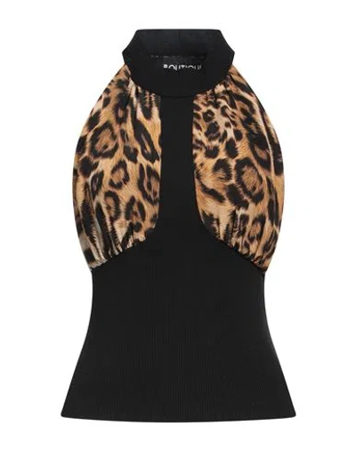 Boutique Moschino Woman Top Black Size 6 Silk, Virgin Wool, Polyamide, Elastane