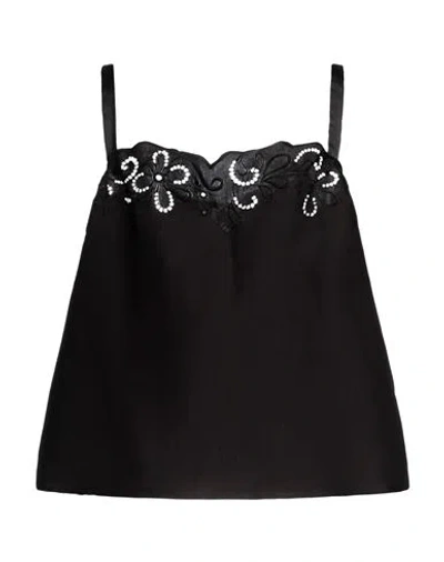 Boutique Moschino Woman Top Black Size 10 Viscose, Polyester, Cotton
