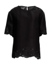 Boutique Moschino Woman Top Black Size 10 Viscose, Polyester, Cotton