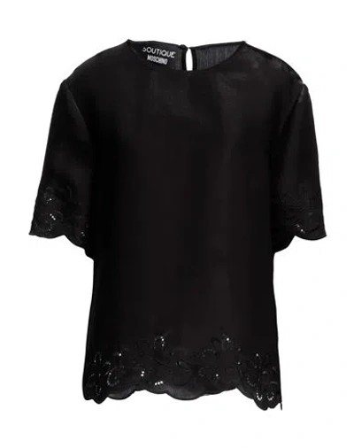 Boutique Moschino Woman Top Black Size 14 Viscose, Polyester, Cotton
