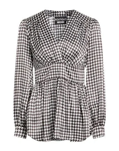 Boutique Moschino Woman Top Black Size 6 Viscose, Silk In Multi