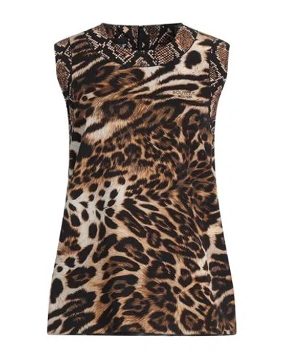 Boutique Moschino Woman Top Brown Size 10 Polyester, Elastane