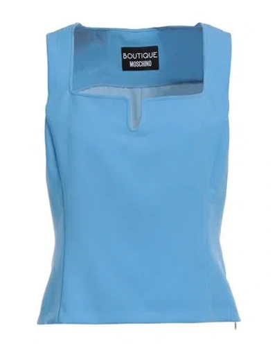 Boutique Moschino Woman Top Light Blue Size 10 Polyester