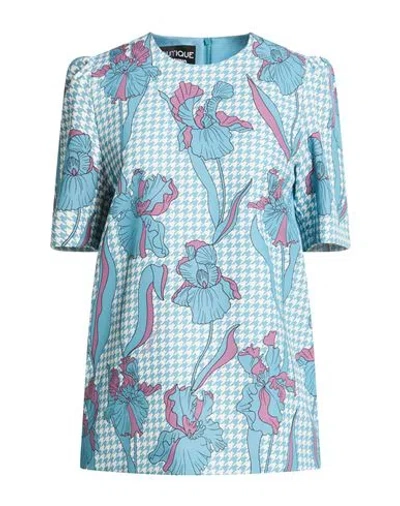 Boutique Moschino Woman Top Light Blue Size 6 Polyester, Elastane