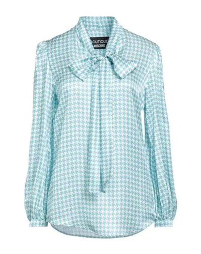 Boutique Moschino Woman Top Sky Blue Size 10 Viscose, Silk