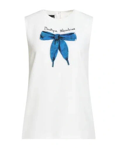 Boutique Moschino Woman Top White Size 10 Polyester, Elastane