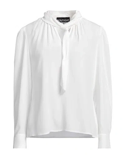 Boutique Moschino Woman Top White Size 12 Acetate, Silk