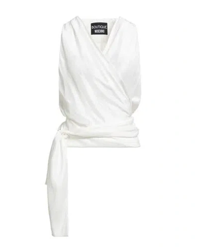 Boutique Moschino Woman Top White Size 6 Acetate, Silk