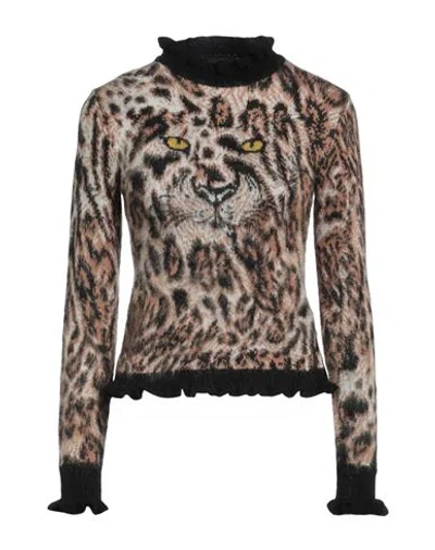 Boutique Moschino Woman Turtleneck Camel Size 12 Acrylic, Polyamide, Mohair Wool, Virgin Wool In Beige