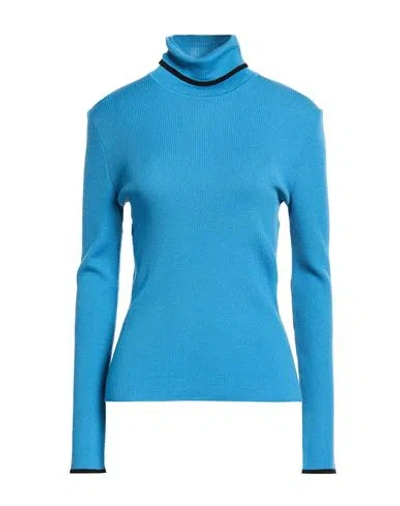 Boutique Moschino Woman Turtleneck Deep Teal Size 12 Virgin Wool In Blue