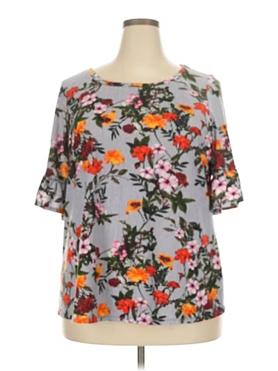 Pre-owned Boutique Short Sleeve Blouse In Gray