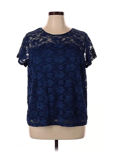 Pre-owned Boutique Short Sleeve Top Blue Crew Neck Tops