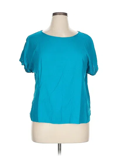 Pre-owned Boutique Short Sleeve Top Teal Scoop Neck Tops In Blue