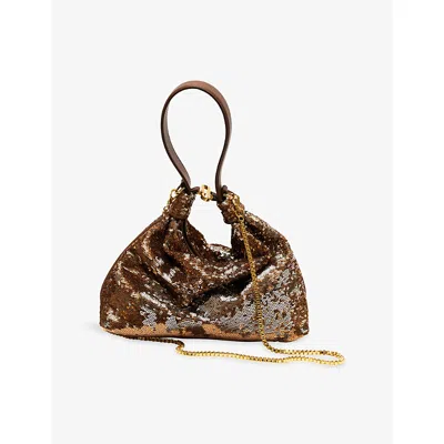 Bovenue Womens Jowaher Sequin-embellished Clutch Bag Gold & Silver