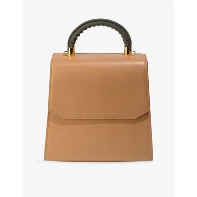 Bovenue Womens Laila Structured Leather Handbag Tawny Brown