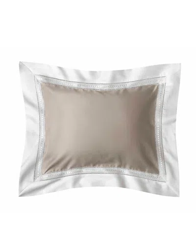 Bovi Fine Linens Devere Boudoir Sham, Taupe/white In Brown