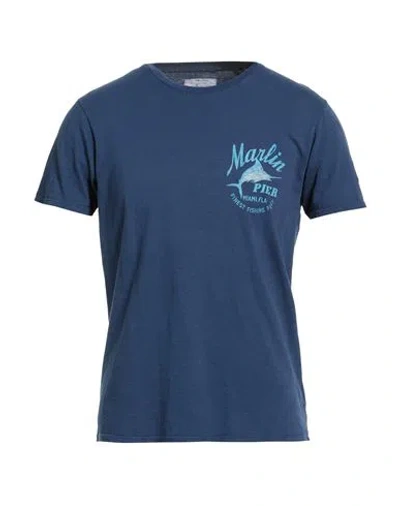 Bowery Man T-shirt Navy Size Xxl Cotton In Blue