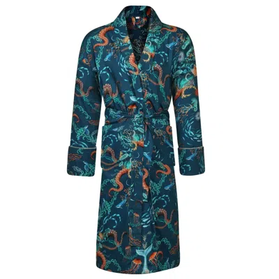 Bown Of London Blue Lightweight Women's Dressing Gown - Ocean Treasure