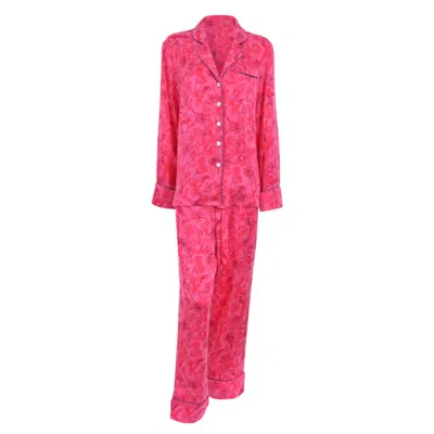 Bown Of London Ladies Vegan Silk Pyjama - Multicolour In Pink