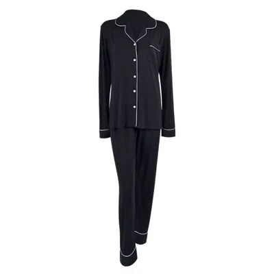 Bown Of London Ladies Vegan Silk Pyjama- Zumra Black Print