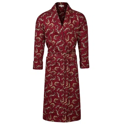 Bown Of London Lightweight Men's Dressing Gown Red Gekko Claret