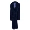 Bown Of London Men's Black / Blue Carnegie Luxury Cotton Long Velvet Smoking Jacket In Navy In Black/blue