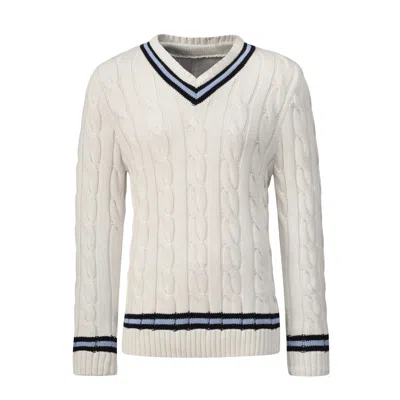 Bown Of London Men's White Iconic Cricket Jumper