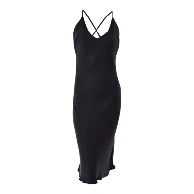 Bown Of London Women's Bushra Vegan Silk Black Cupro Midi Dress