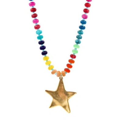 Bowood Lane Alani Rainbow Star Necklace In Multi
