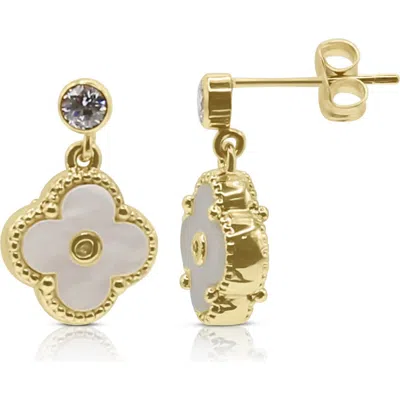 Bowood Lane Arden Mother Of Pearl Clover Earrings In Multi