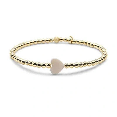 Bowood Lane Collette Mother Of Pearl Heart Bracelet In Gold