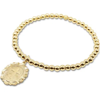 Bowood Lane Cross Medallion Gold Filled Beaded Bracelet