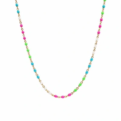 Bowood Lane Dayton Rainbow Enamel Gold Filled Necklace In Multi