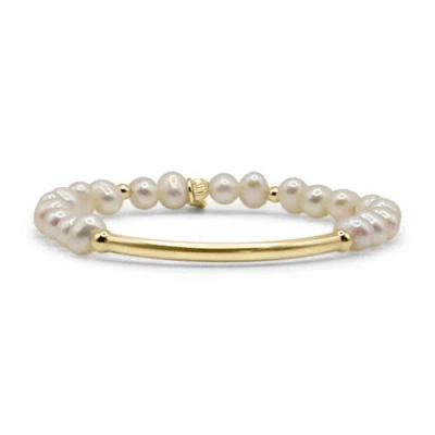 Bowood Lane Della Gold Filled Pearl Bracelet In White