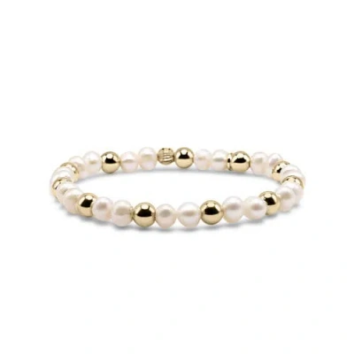 Bowood Lane Lyla Freshwater Pearl & Gold Filled Beaded Bracelet In White
