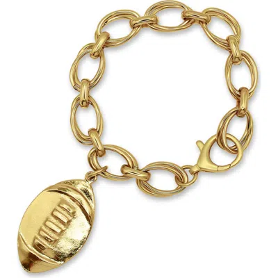 Bowood Lane Varsity Football Charm Bracelet In Gold