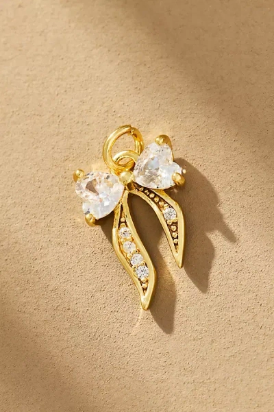 Boxbar Crystal Heart Ribbon Bow Charm In Gold