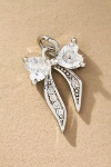 Boxbar Crystal Heart Ribbon Bow Charm In Silver