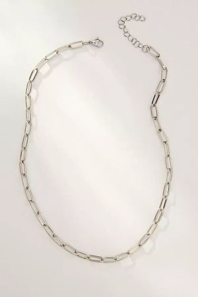 Boxbar Link Paperclip Charm Necklace In Silver