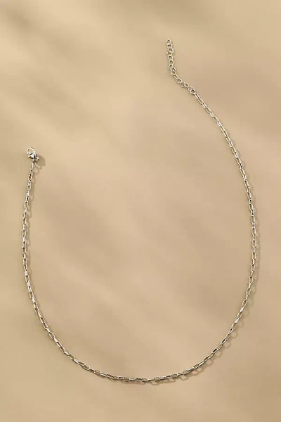 Boxbar Link Paperclip Charm Necklace In Silver